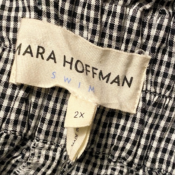 Mara Hoffman Arianna black white gingham print high rise waisted wide leg pants - Picture 10 of 13